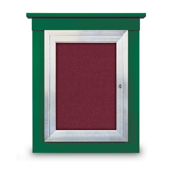 60"x48" 2-Door Enclosed Letterboard, Header, Grey Felt/Walnut